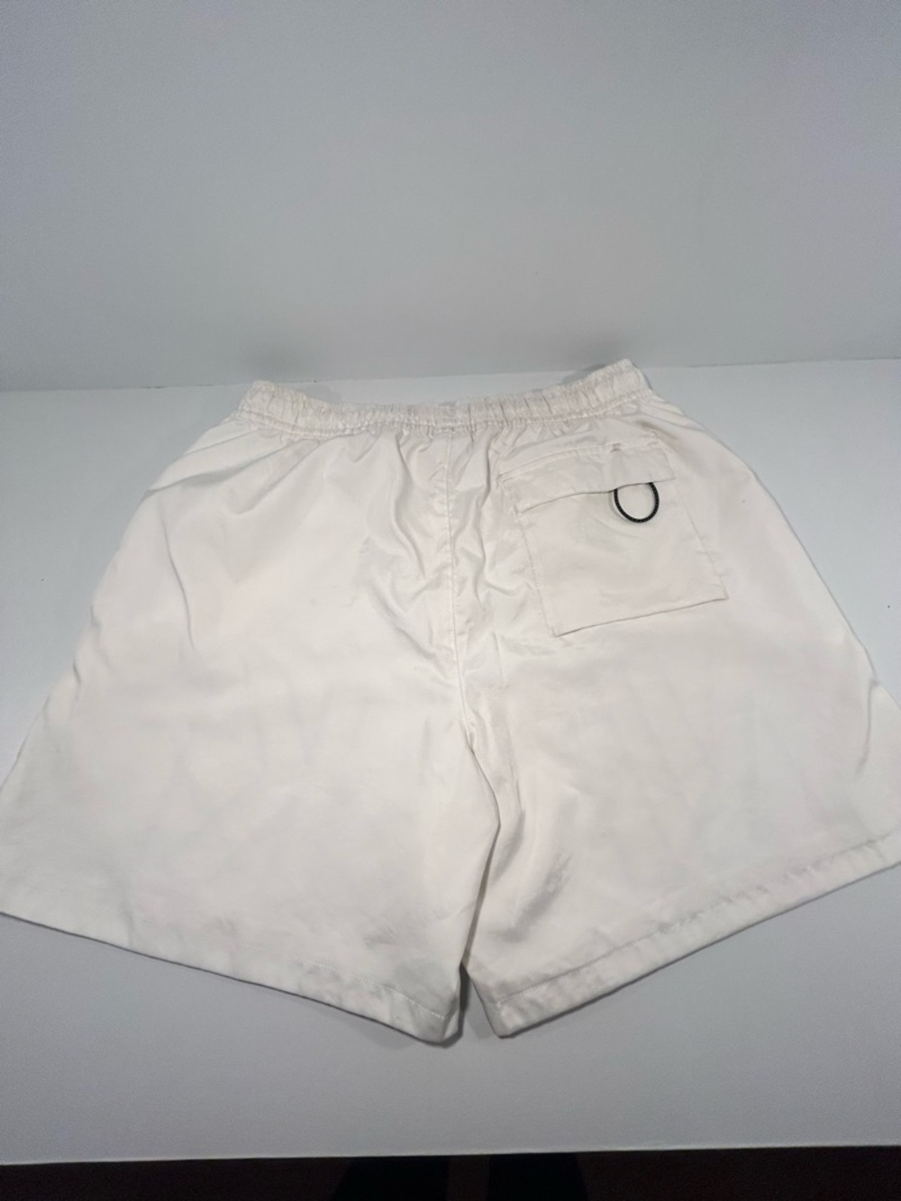 Nike Swim Trunks Mens Medium White Spellout Logo Athletic Shorts Lined - Picture 2 of 11